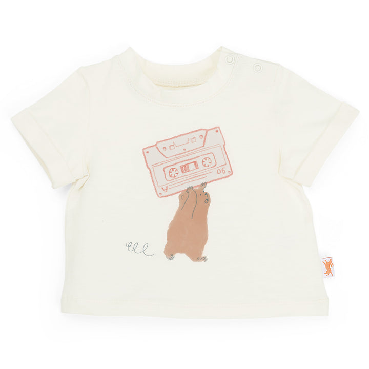 Cream short sleeve T-shirt, Lotus