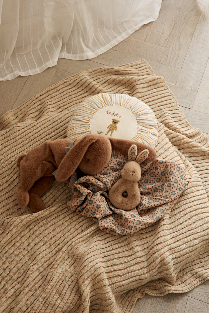 Rabbit Rattle and Muslin Set, Cream Peach