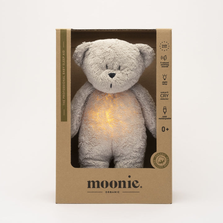 Moonie 2.0 the buzzing bear with light organic cotton, Grey