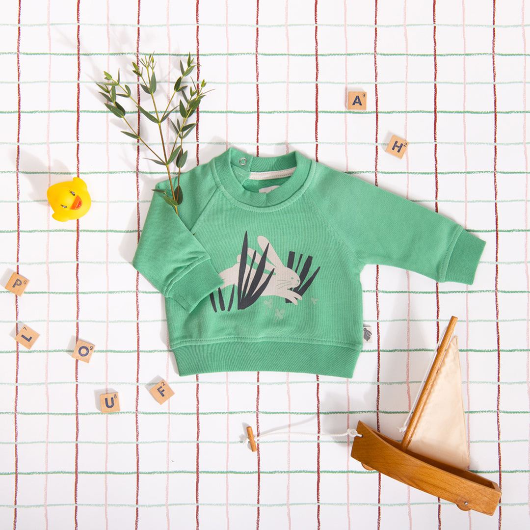 Green rabbit cotton sweatshirt, Jules