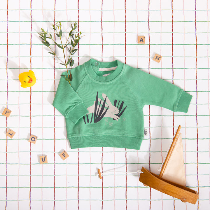 Green rabbit cotton sweatshirt, Jules