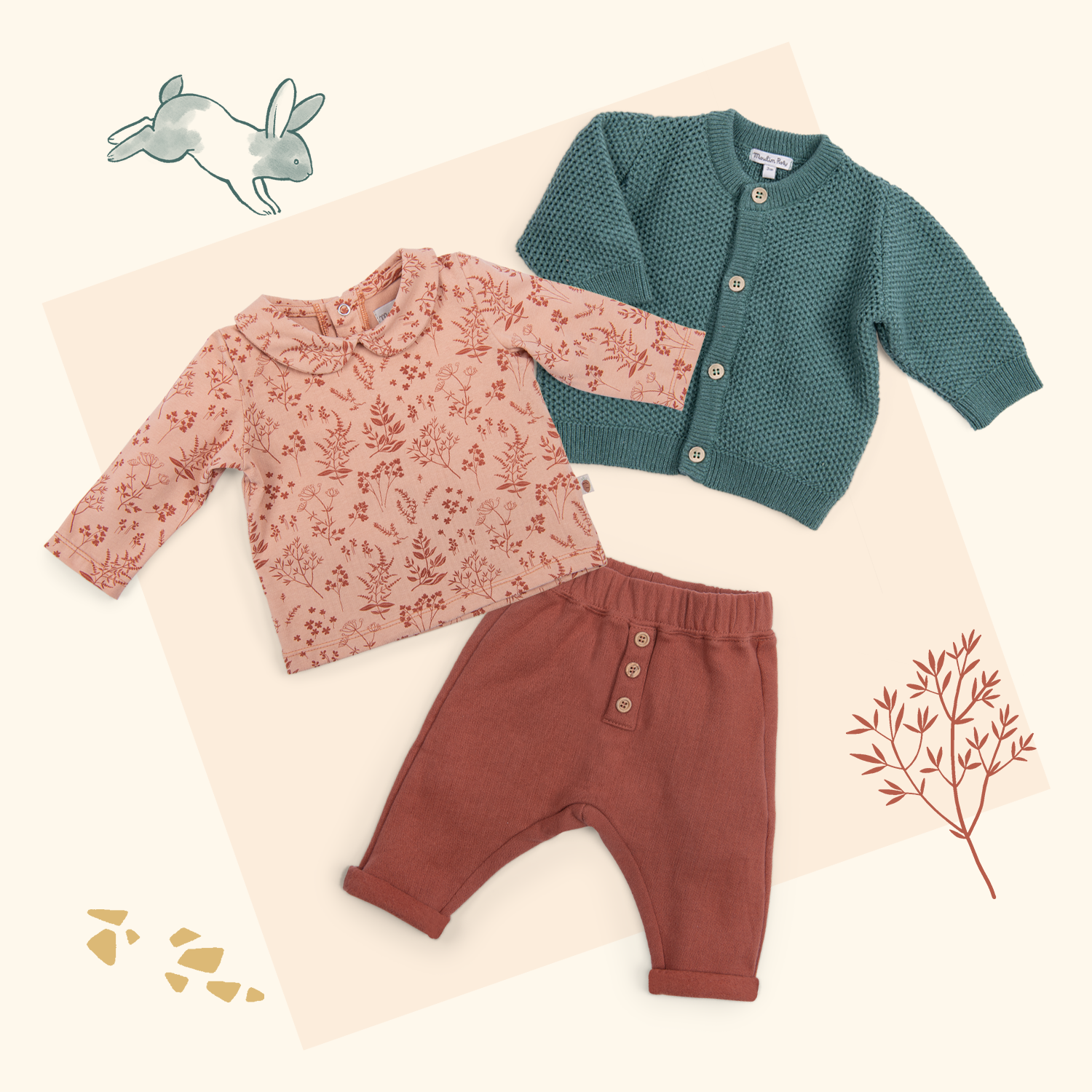 Warm foliage cotton t-shirt, Isaure 