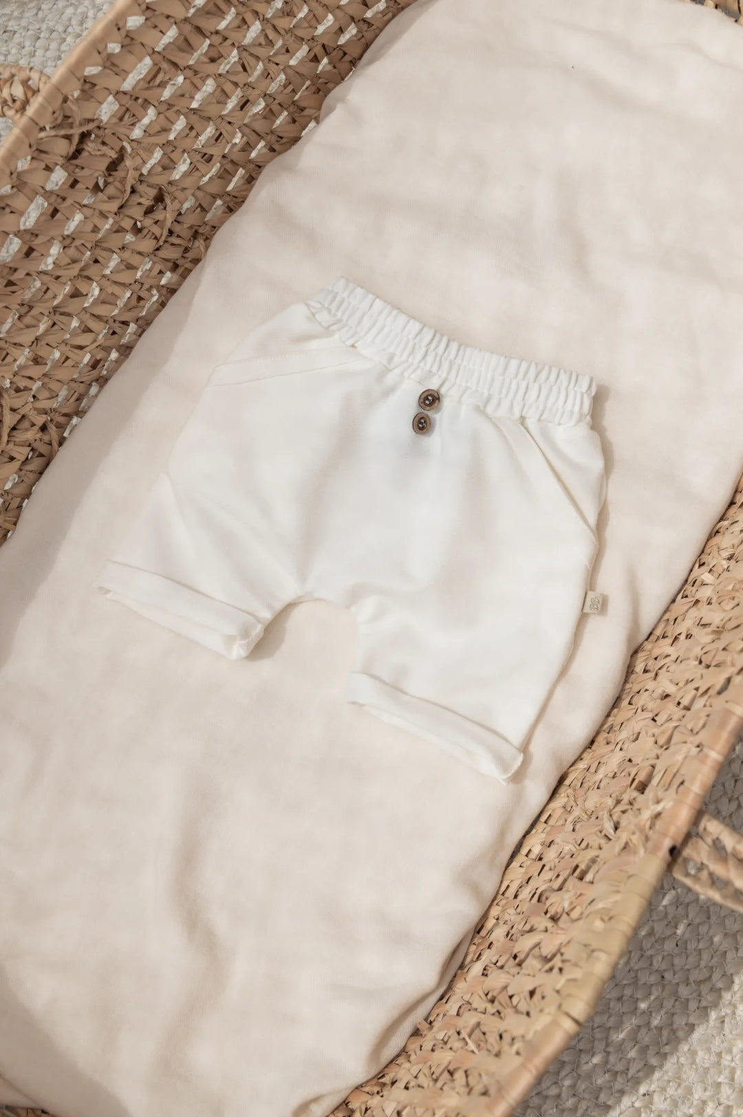 Pantaloni bermuda in bambù e cotone bio, Jeans white