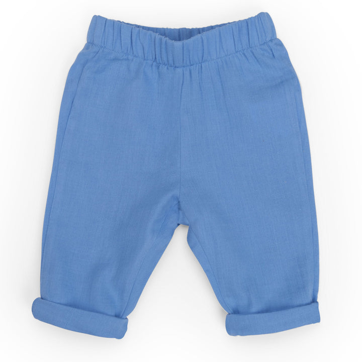 Blue cotton muslin trousers, Livio