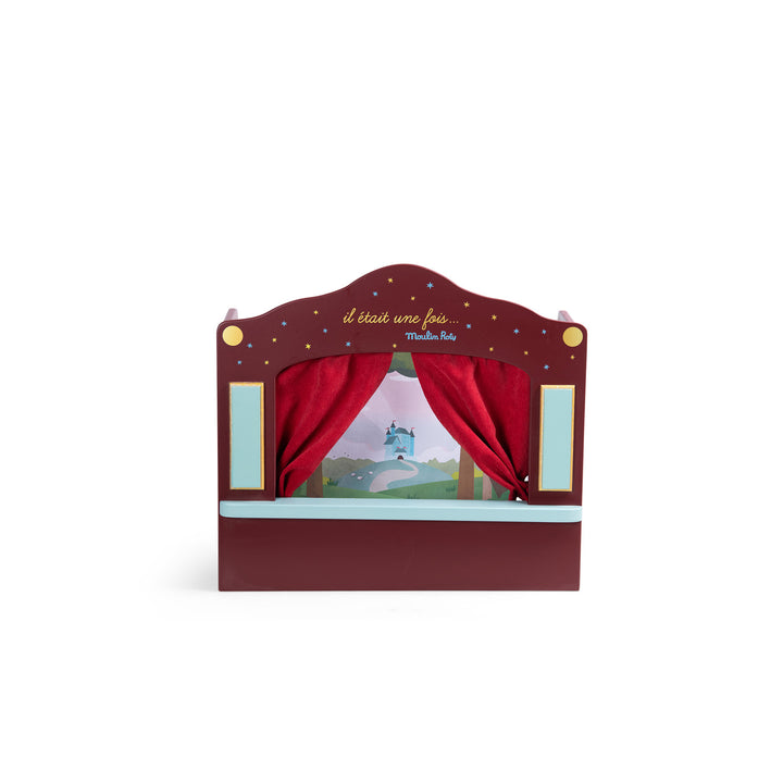 Small red puppet theater