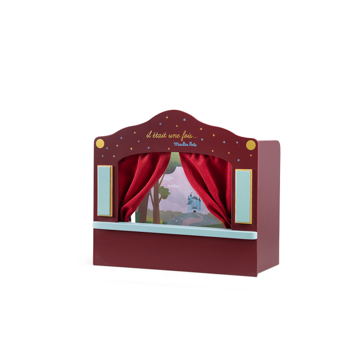 Small red puppet theater