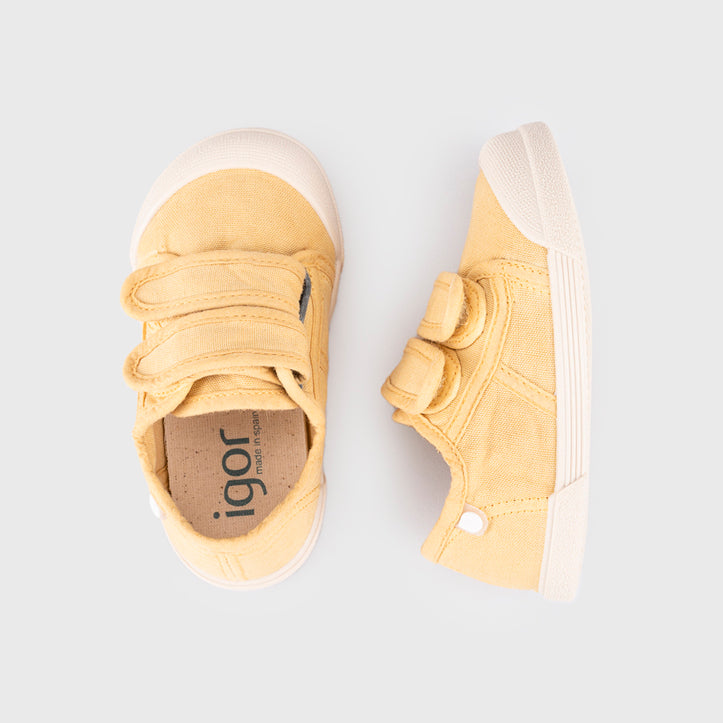 Sneaker bambini in tela concetto barefoot, Giallo dijon | Igor