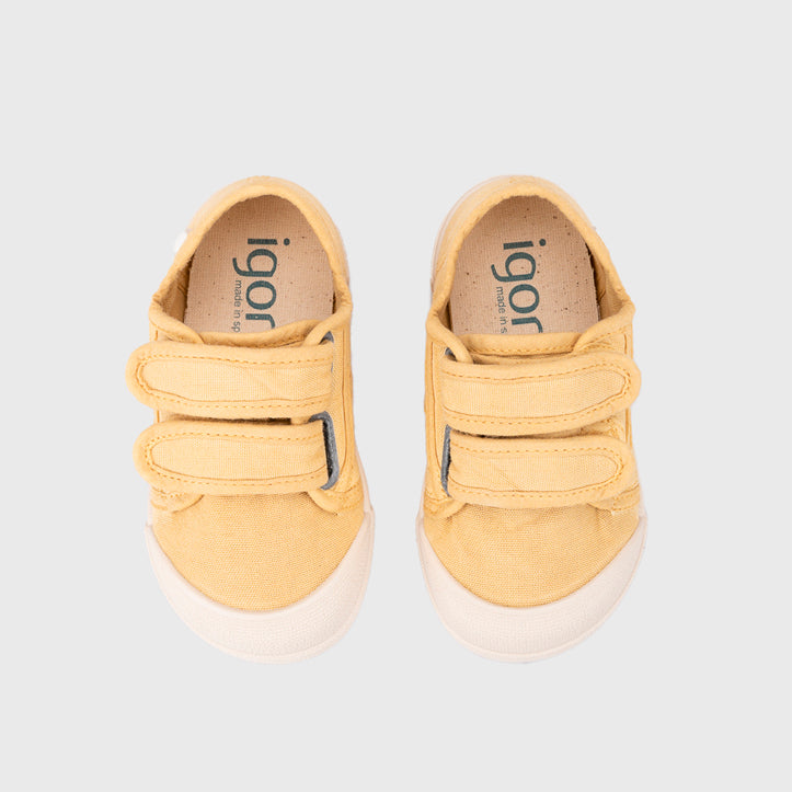 Sneaker bambini in tela concetto barefoot, Giallo dijon | Igor