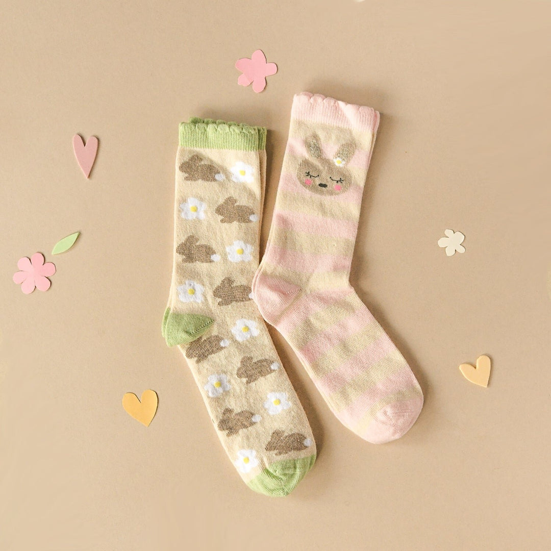 Organic Cotton Socks, 2 Pairs, Bunny (3-5 Years)