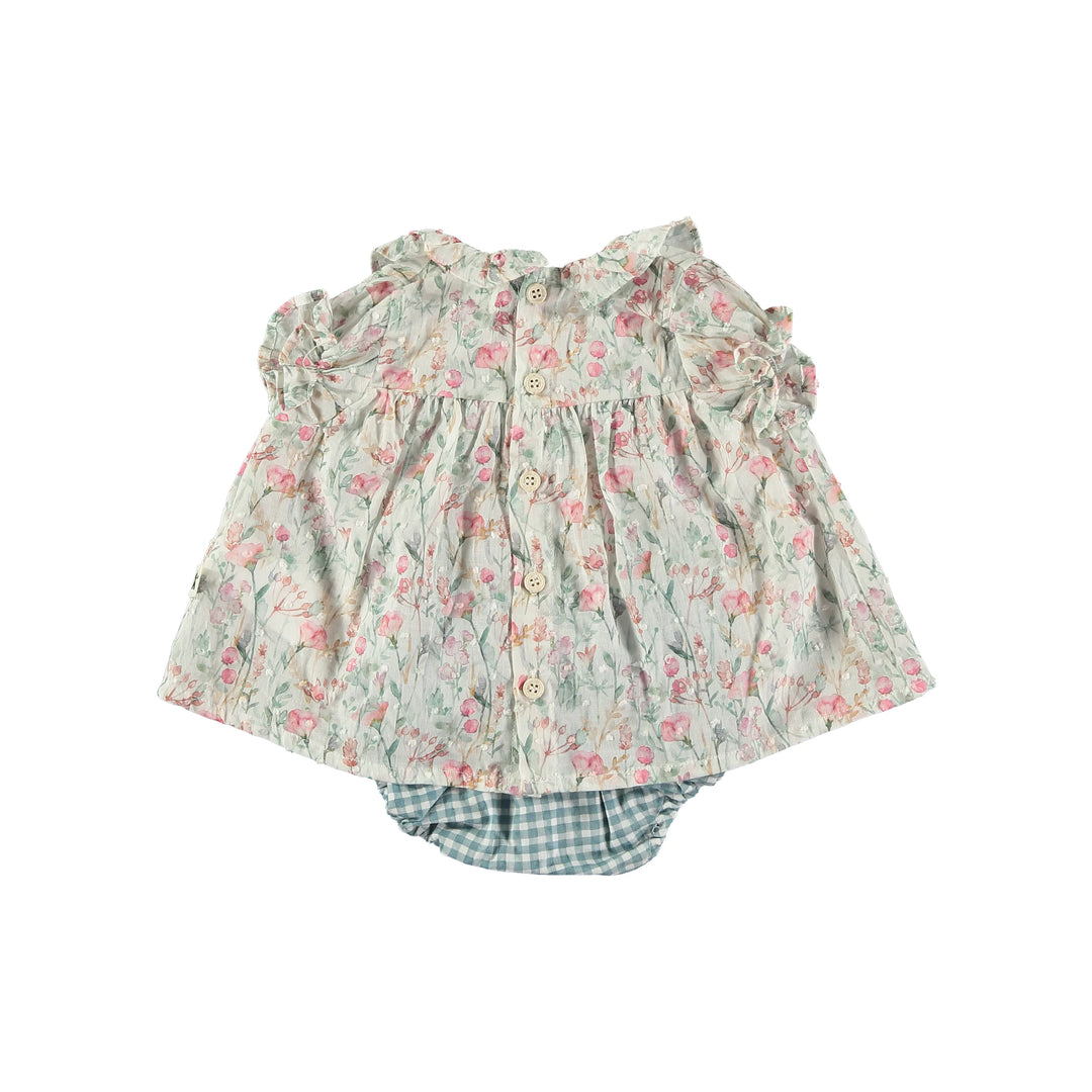 Baby dress with watercolor flower culottes