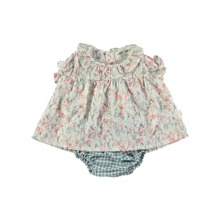 Baby dress with watercolor flower culottes