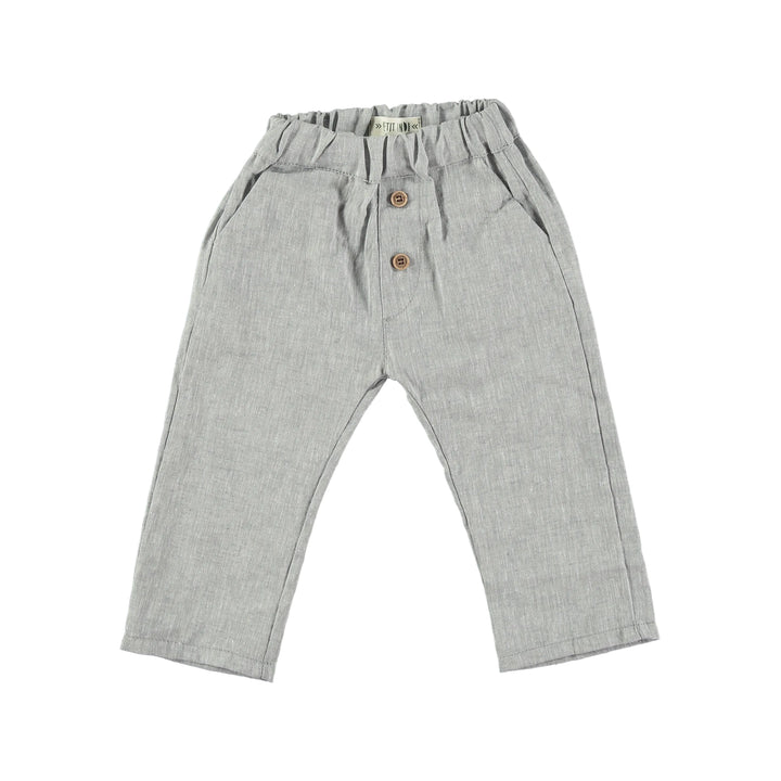 Pantaloni in misto lino cotone, Grigio chiaro