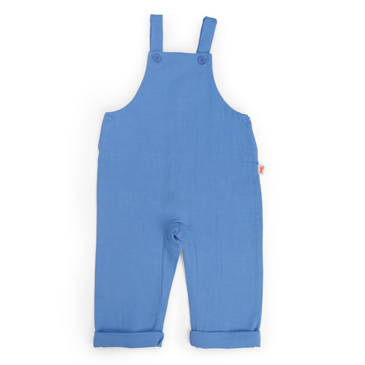 Salopette in mussola di cotone blu, Leandre