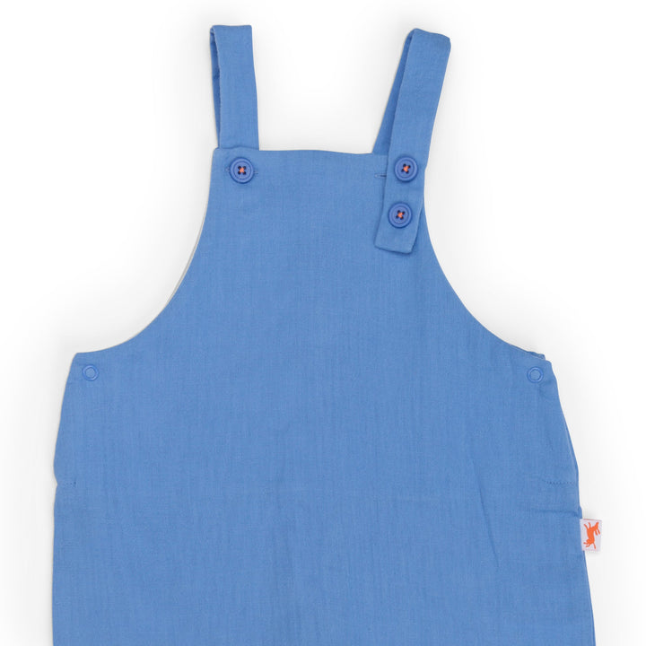 Salopette in mussola di cotone blu, Leandre