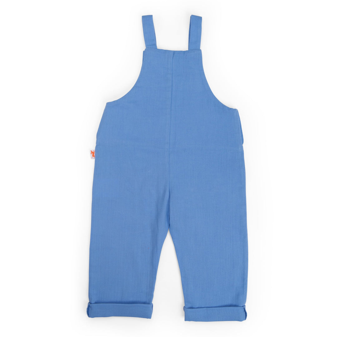 Salopette in mussola di cotone blu, Leandre