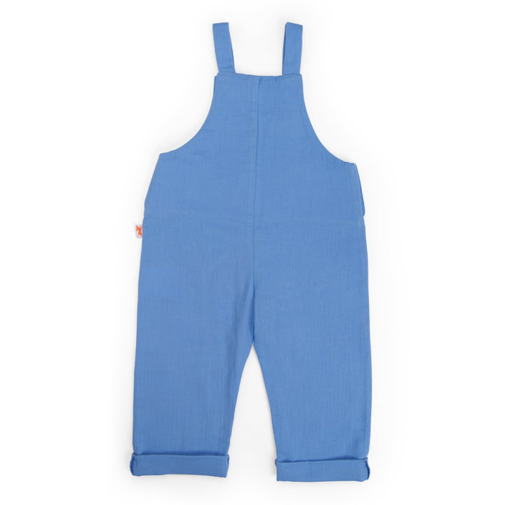 Salopette in mussola di cotone blu, Leandre