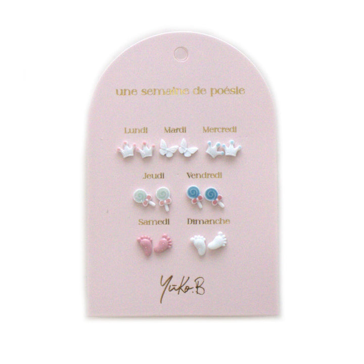 Set 7 paia orecchini, Una settimana di poesia - Baby shower