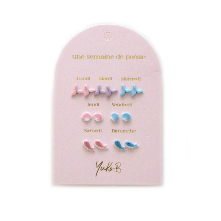Set of 7 pairs of earrings, A week of poetry - Ocean