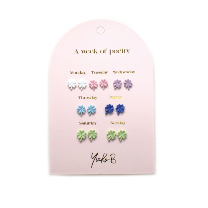 Set of 7 pairs of earrings, A week of poetry - Quadrifoglio