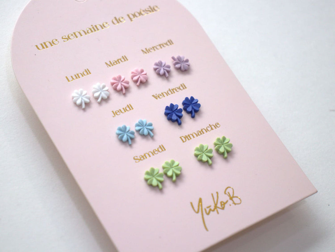 Set of 7 pairs of earrings, A week of poetry - Quadrifoglio