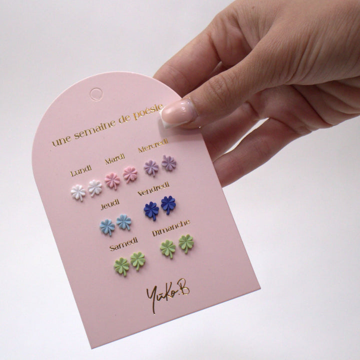 Set of 7 pairs of earrings, A week of poetry - Quadrifoglio