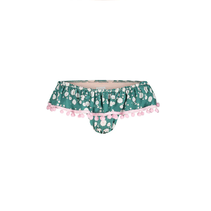 Slip da bagno in cotone bio, Lavinia fiori pompon | Streghe in Bikini