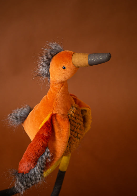 Plush red heron bird