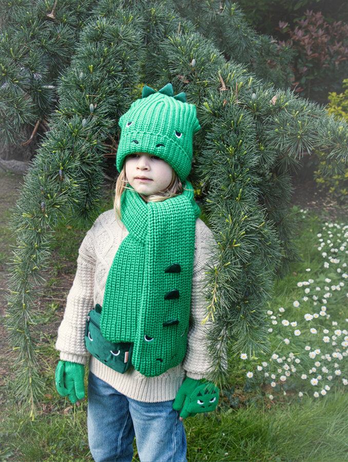 Knitted Gloves, Dinosaur