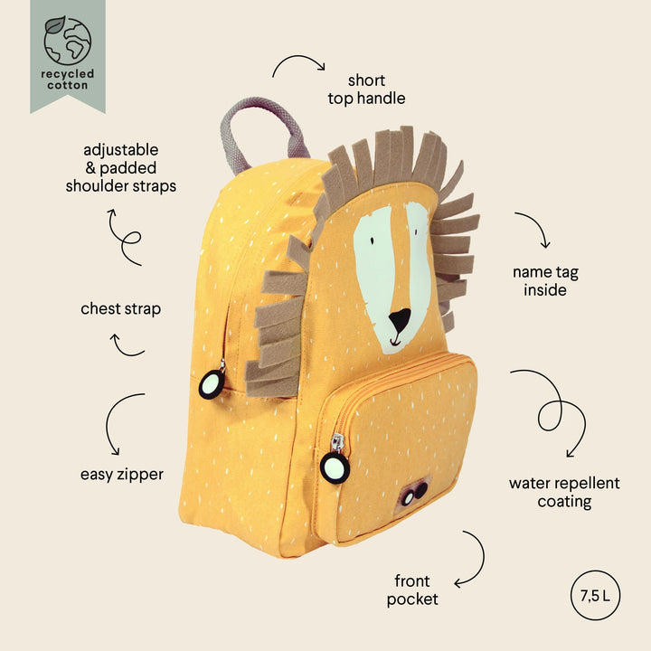 Large Water Repellent Lion Backpack, 3-5 Years