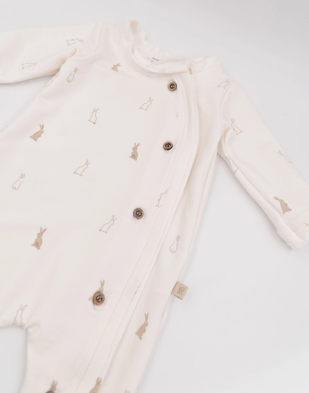 Side opening playsuit with organic bamboo feet, Rabbit