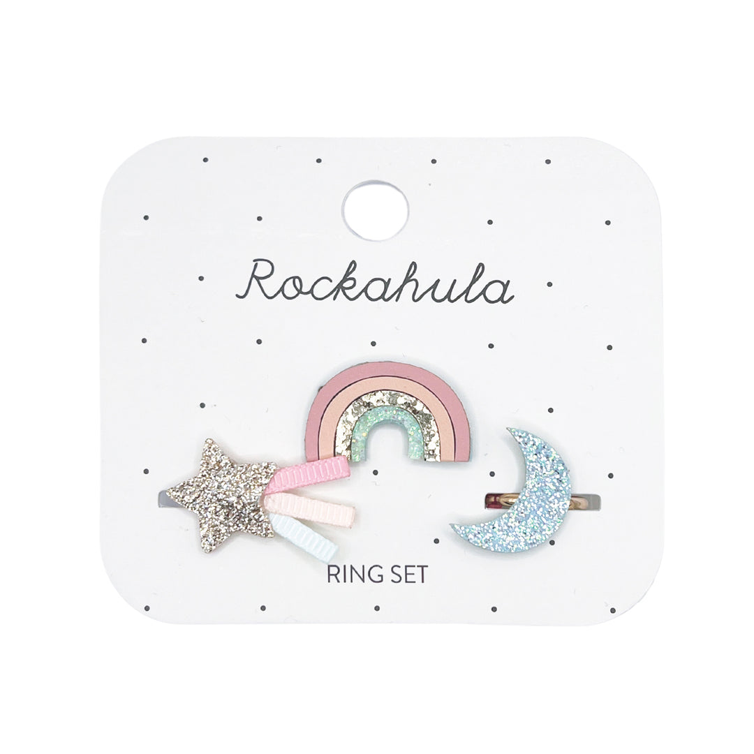 Set anelli per bambini Arcobaleno scintillante | Rockahula