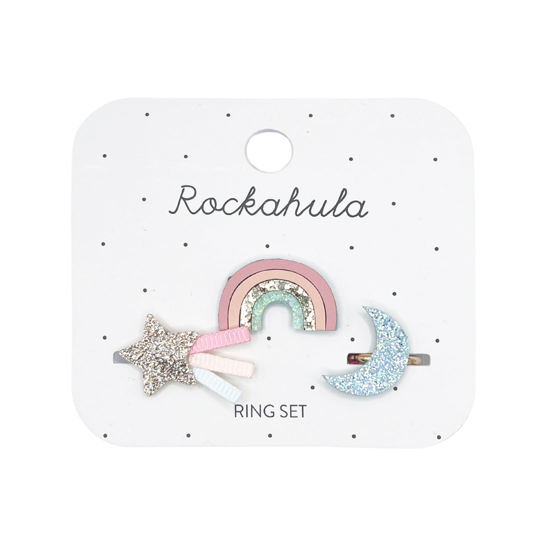 Set anelli per bambini Arcobaleno scintillante | Rockahula