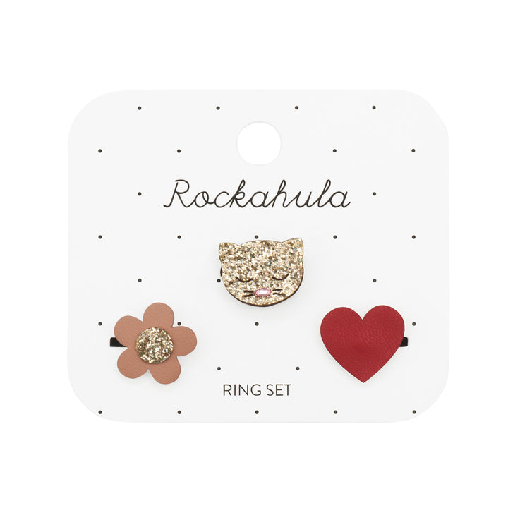Glitter Cat Ring Set