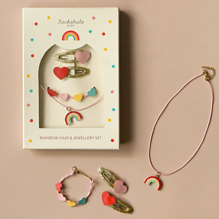 Necklace, Bracelet and Clasps Gift Set, Vintage Rainbow