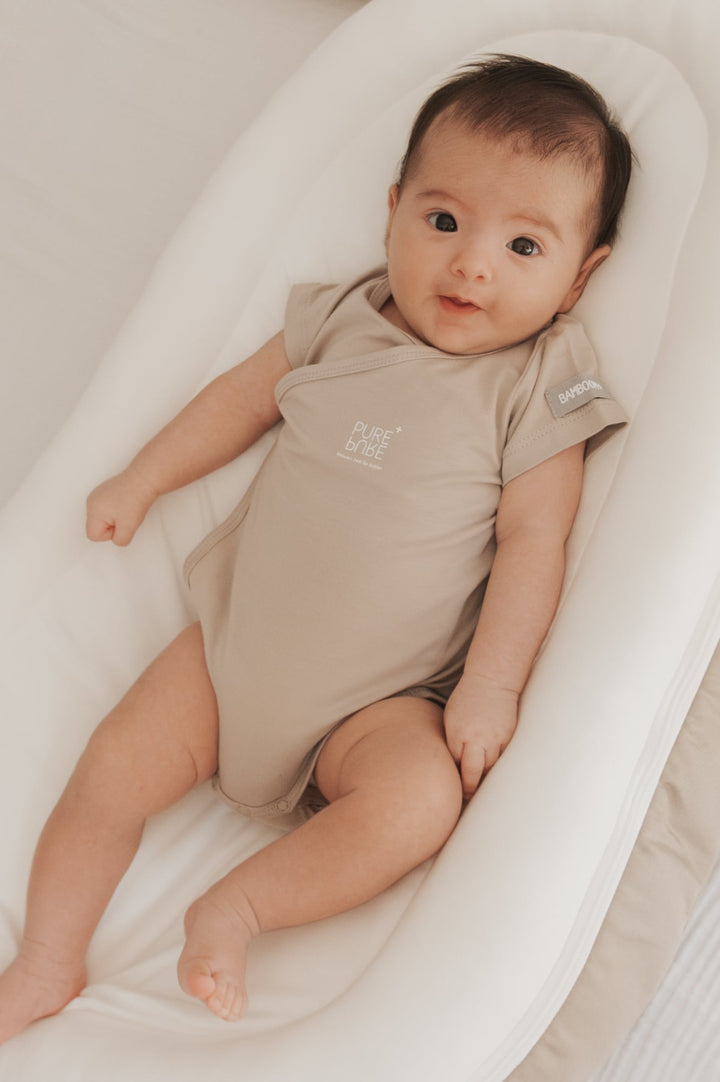 Body maniche corte in bambù bio, Set di 2 Cammello