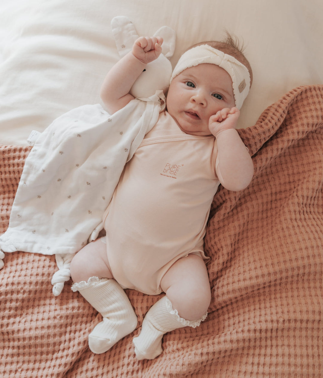 Calze bimba con pizzo in bambù Panna