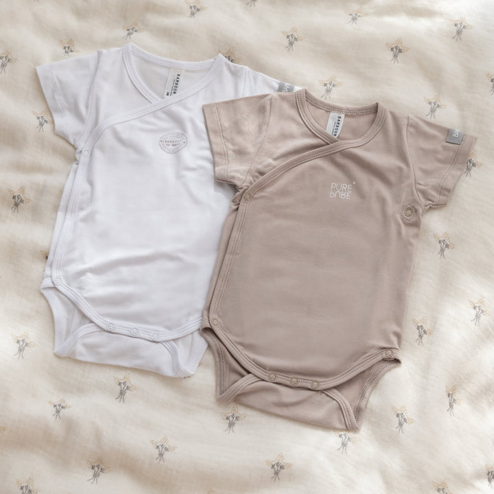 Body maniche corte in bambù bio, Set di 2 Cammello | Bamboom