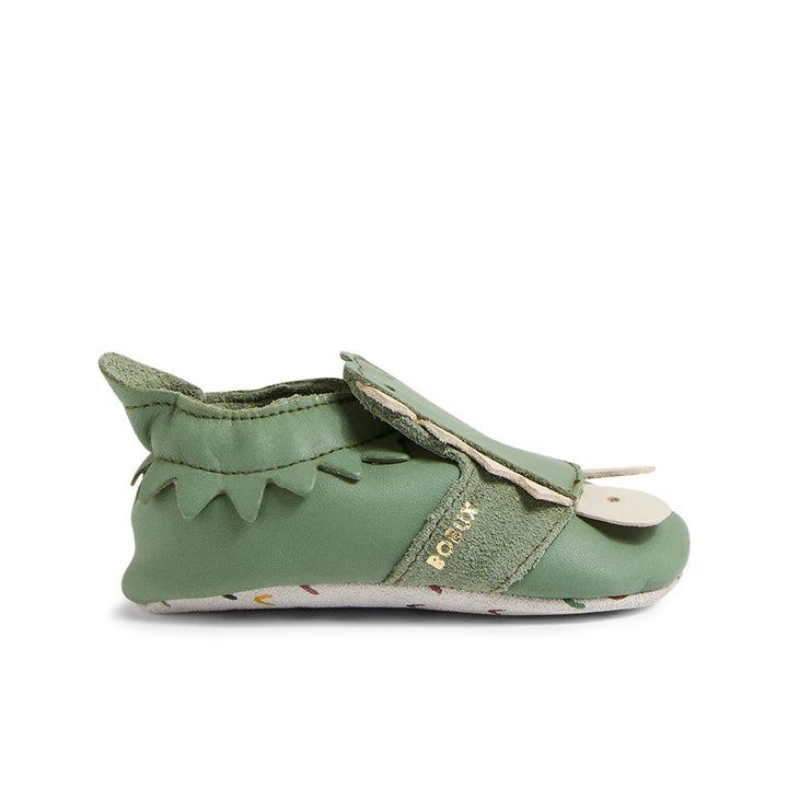 Babbucce in pelle morbida, Snap verde