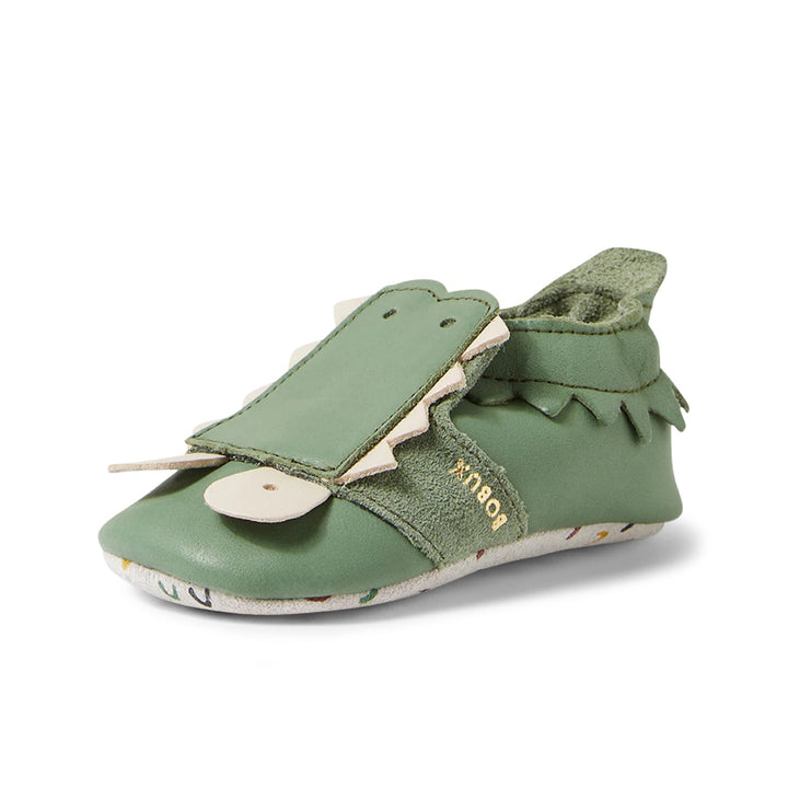 Babbucce in pelle morbida, Snap verde