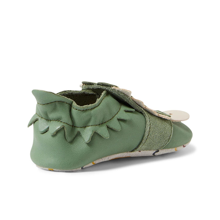 Babbucce in pelle morbida, Snap verde