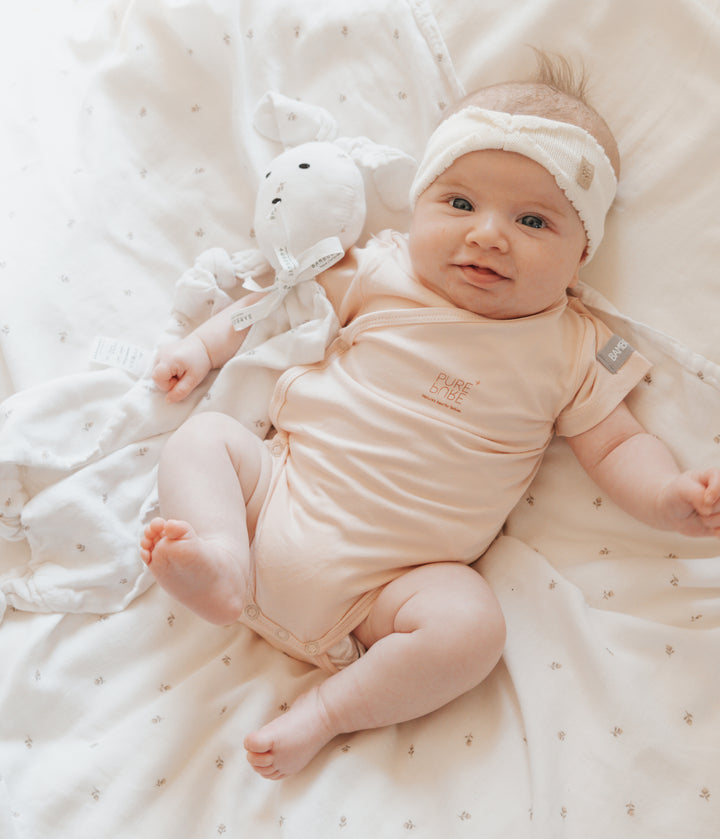 Organic bamboo short-sleeved bodysuit, Set of 2 Pink