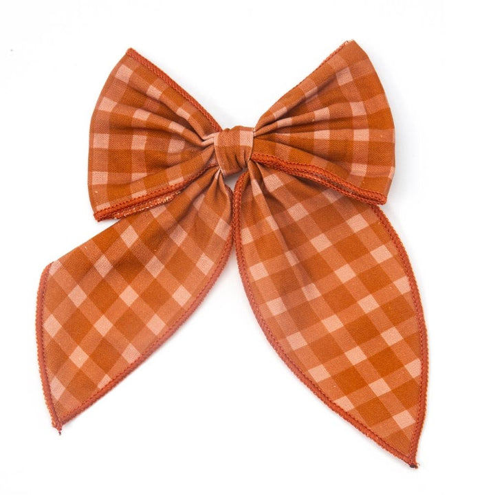 Grech & Co | Fiocco con clip per capelli in cotone bio Sunset gingham