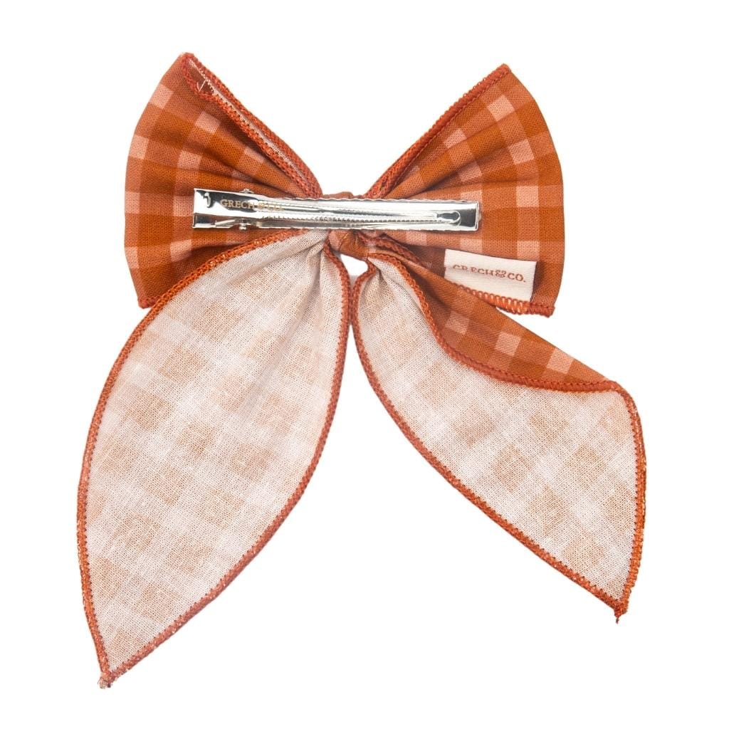 Grech & Co | Fiocco con clip per capelli in cotone bio Sunset gingham