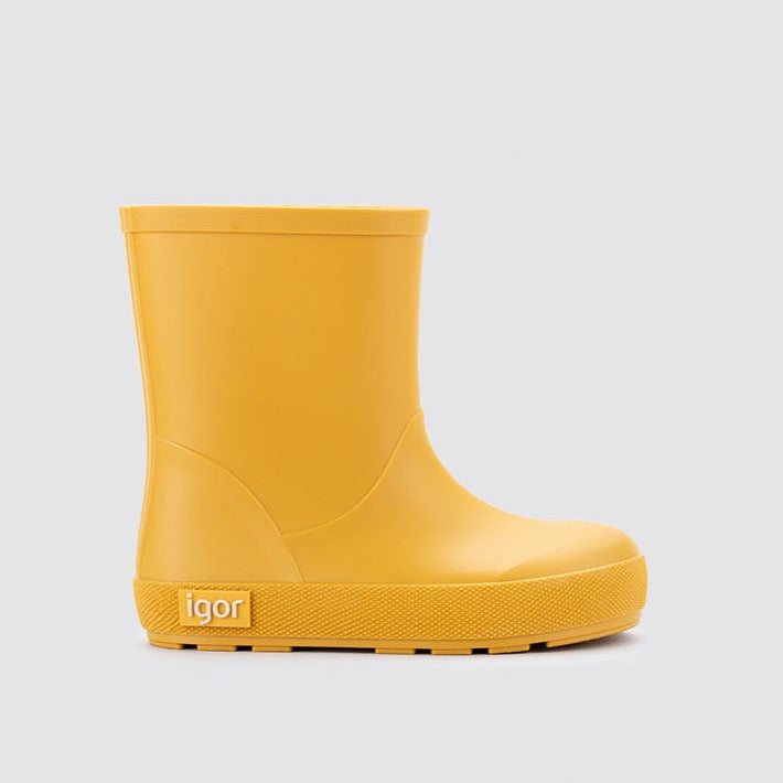 Yellow rubber rain boots