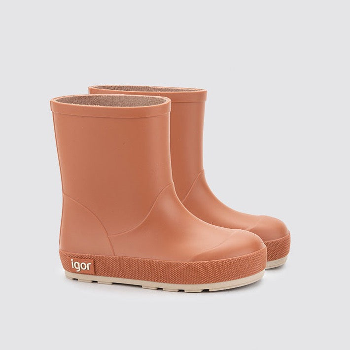 Terracotta rubber rain boots