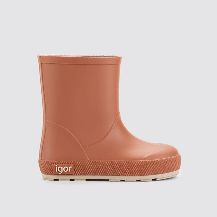 Terracotta rubber rain boots