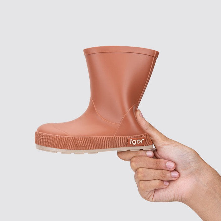 Terracotta rubber rain boots