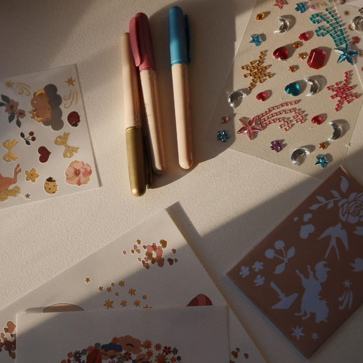Tattoos and adhesive gems, Unicorn and Dinosaur