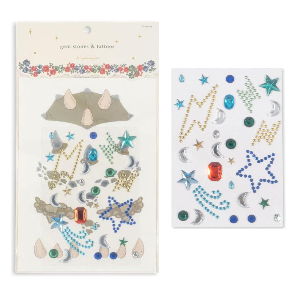 Tattoos and adhesive gems, Unicorn and Dinosaur