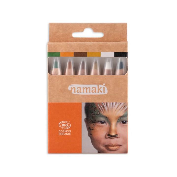 Organic Face Painting Pencils for Kids 6 Colors, Wildlife